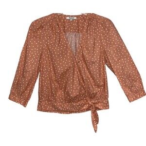 NWOT Madewell Womens Wrap Top‎ in Star Scatter Sz XS Orange Peach Fall